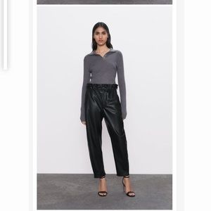 Zara Baggy Faux Leather Pants US 32
